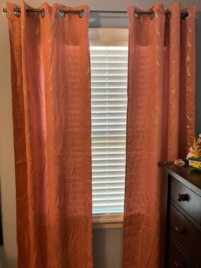 Elle Coral Textured Grommet Drapes with Subtle Metallic Accents